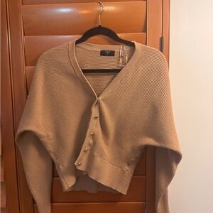 Tahari Tan V-Neck Sweater Classic Knit
